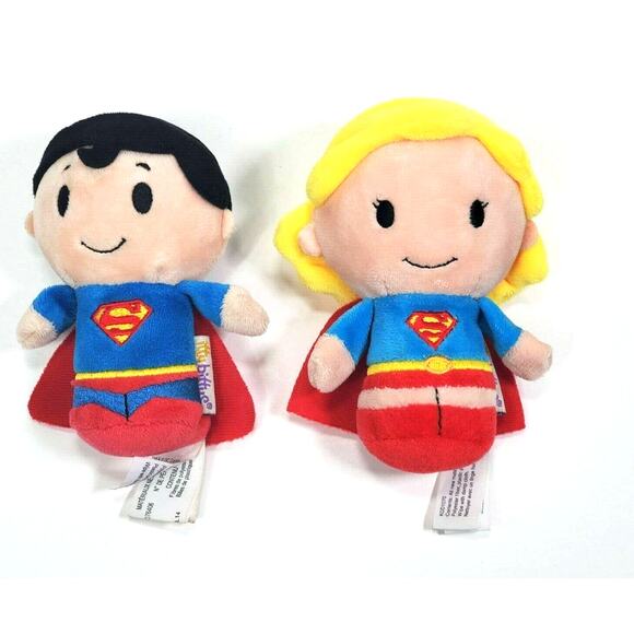 Set of 2 Hallmark itty bittys DC Supergirl and Clark Kent As Superman Plush 4” - Picture 1 of 7